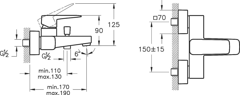 Смеситель для ванны с душем VitrA Root Square A42737EXP, хром