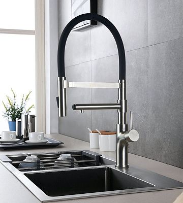 Смеситель для кухни Zorg Inox SZR-1010 с гибким изливом