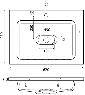 Мебельная раковина Uperwood Modul 29110201339 65 см, серая