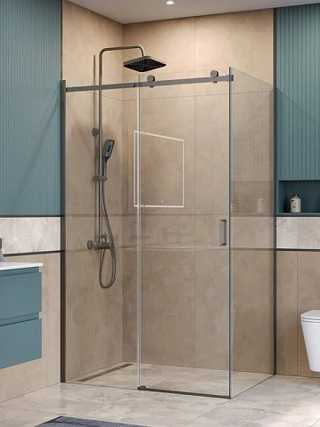 Душевой уголок BelBagno Soft Close-2 AH-1-130/80-C-GM профиль оружейная сталь
