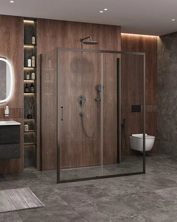 Душевой уголок Cezares Molveno AH 12 160+90 C GM IV 160х90 см, профиль оружейная сталь, стекло прозр