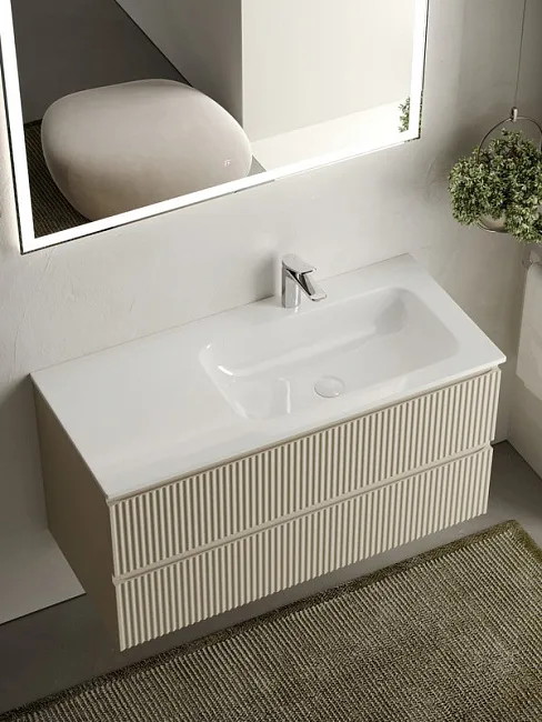 Тумба под раковину Sancos Snob R 100 подвесная Beige soft (капучино), SNR100RCE Sancos — Оригинал