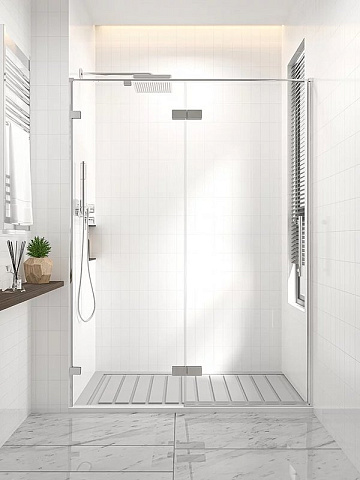 Душевая дверь в нишу Veconi Premium Alassio CH 140x200, профиль матовый хром, стекло прозрачное