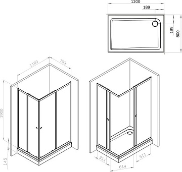 Душевой уголок AM.PM Sunny W87G-403-12080-MT 120x80 см, серебро