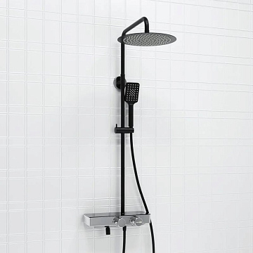 Душевая стойка Wasserkraft Abens 2000 A114.160.130.CB Thermo, с термостатом, черная