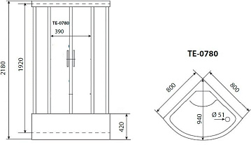 Душевая кабина Timo Eco TE-0780P с высоким поддоном, с сиденьем