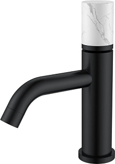 Смеситель для раковины Boheme Stick 121-B-MR-W черный, белый мрамор