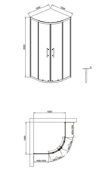 Душевой уголок Timo TPSS-100/17C-8 100x100 см, профиль матовое золото, стекло прозрачное