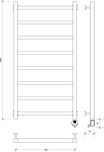 Полотенцесушитель электрический Secado Корсико 1 R 100х50, хром