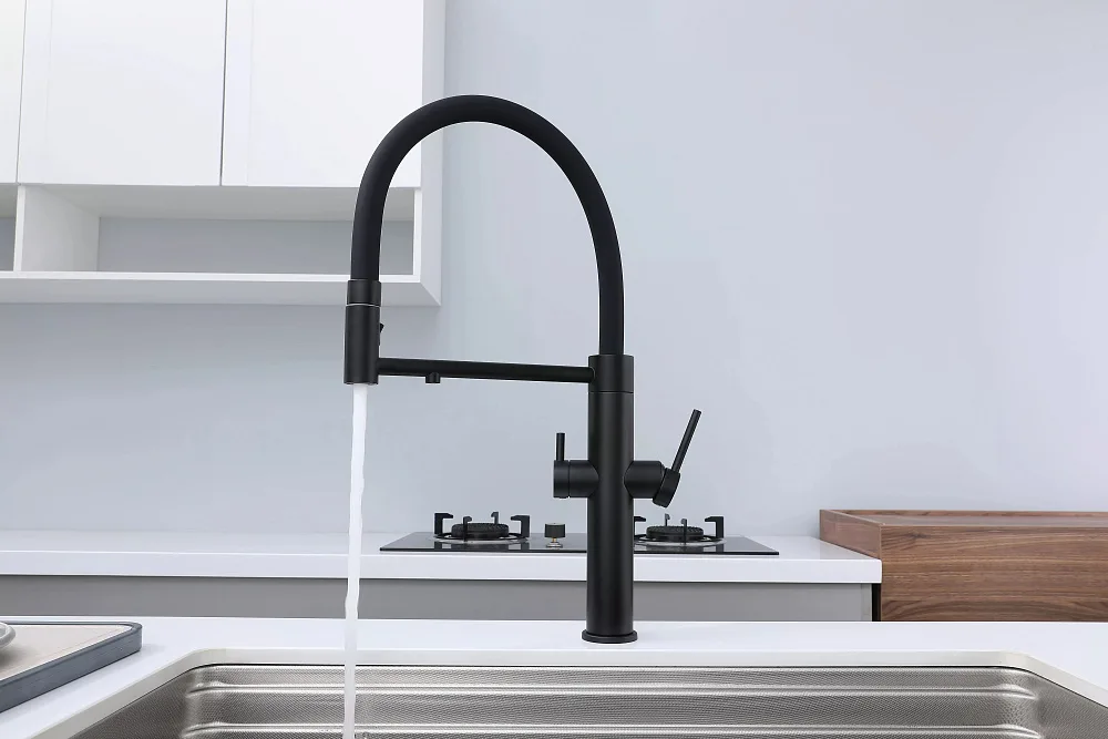 Смеситель для кухни Paulmark Nexus Ne213999-AN с гибким изливом, антрацит Sancos — официальный сайт