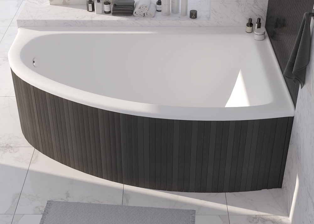 Ванна из искусственного камня Marmo Bagno Альба R 105x170 см, угловая, правая, пристенная, белая, ас