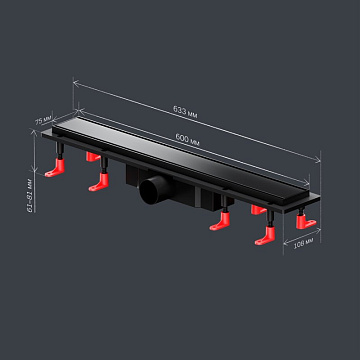 Душевой трап (лоток) AM.PM PrimeFlow Tile 60 см, черный матовый