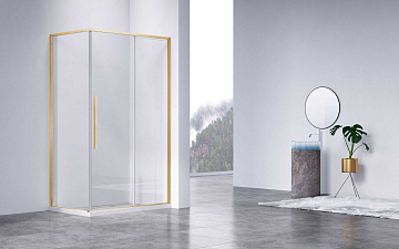 Душевой уголок Vincea Slim-N VSR-4SN8011CLG 110х80, профиль брашированное золото, стекло прозрачное