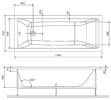Акриловая ванна AM.PM Gem 170x75 см, W93A-170-075W-A
