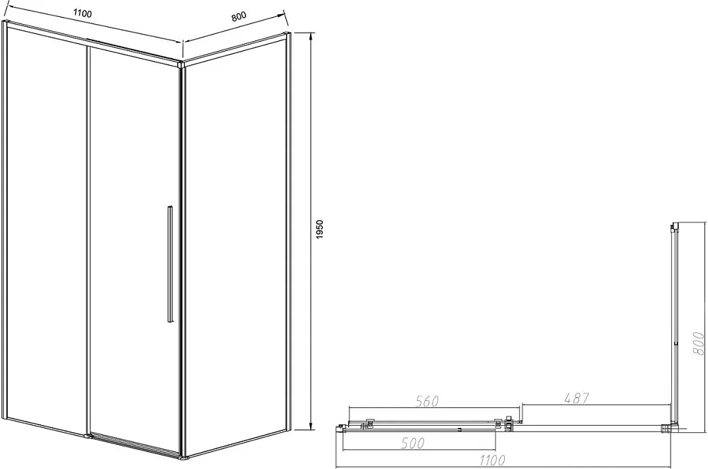 Душевой уголок Vincea Slim-N VSR-4SN8011CL 110х80 см, профиль хром Sancos — официальный сайт