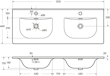 Мебельная раковина BelBagno BB-8099-120-2 глянцевая белая