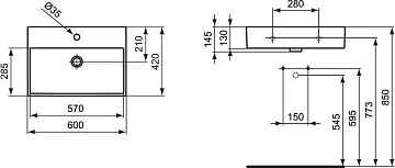 Накладная раковина Ideal Standard Strada K077801 60 см