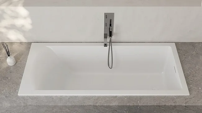 Ванна из искусственного камня Salini Cascata Kit S-Stone 180x80 см, встраиваемая, матовая белая, на  Sancos — Оригинал