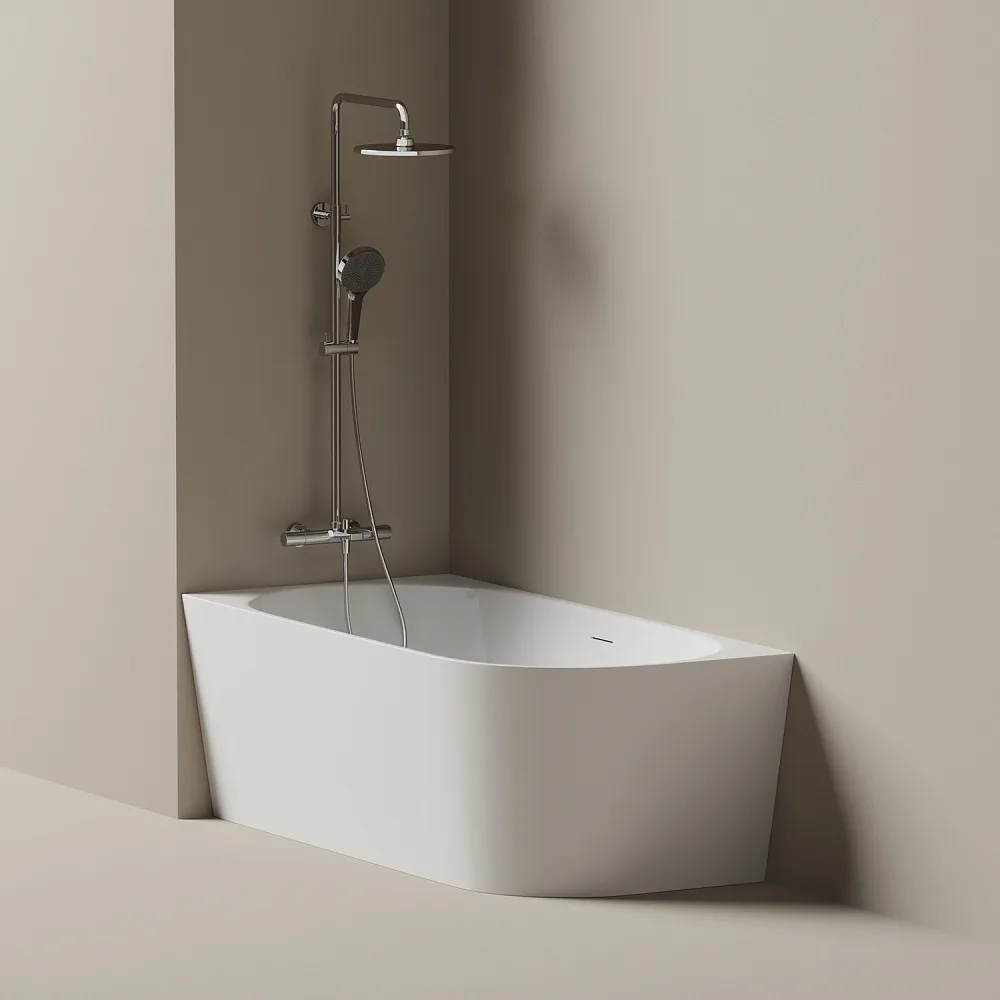 Акриловая ванна Sancos Грань (Edge) FB23L 170x80 см, угловая, левая, белая, со сливом-переливом Sancos — официальный сайт