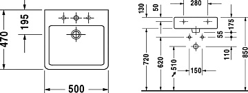 Накладная раковина Duravit Vero 0454500000 50 см