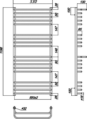 Полотенцесушитель водяной Ravak Optima 0_W 500x120