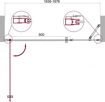 Душевая дверь в нишу BelBagno Etna B-11-90+100-C-Cr
