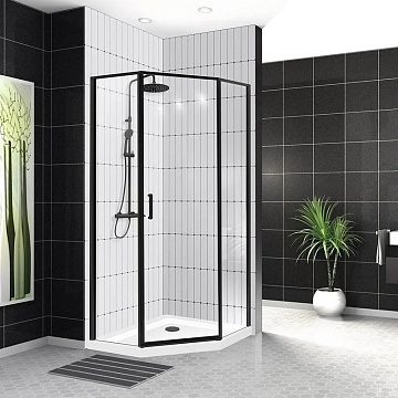 Душевой уголок BelBagno Uno 195 P 1 90 C Nero профиль черный, стекло прозрачное
