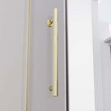 Душевая дверь в нишу Veconi Premium Alassio G 140x200, профиль брашированное золото, стекло прозрачн