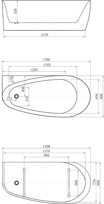 Отдельностоящая ванна Allen Brau Priority 2 170x80 см, белая матовая, 2.31002.21