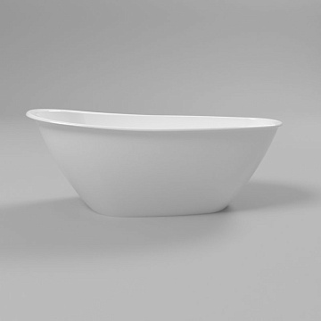 Ванна из искусственного камня WHITECROSS Spinel B 155x75 см, отдельностоящая, белая, овальная, с дон