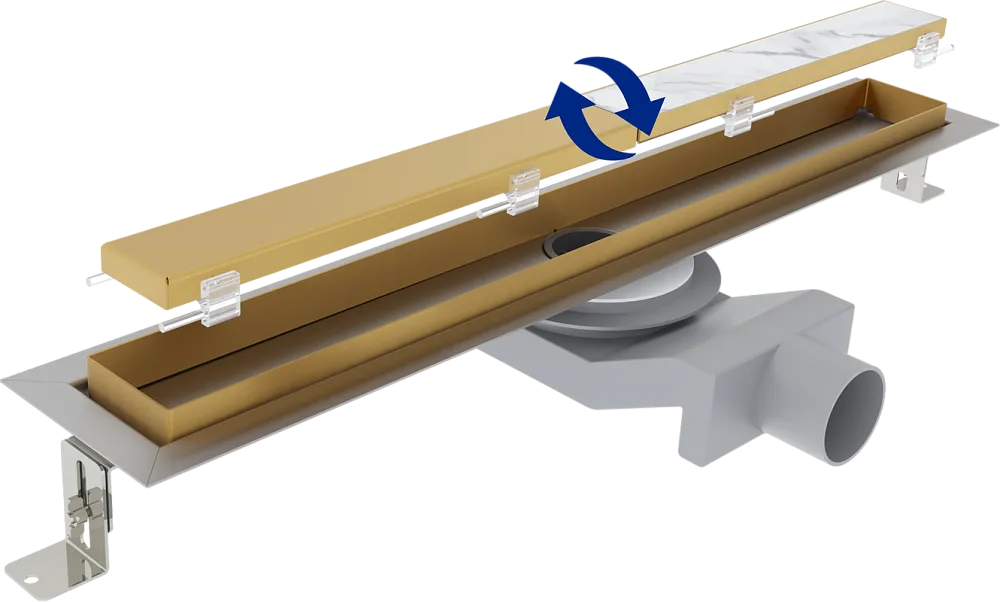 Душевой трап (лоток) Plumberia Selection PST In-Tile 60 см, золото брашированное Sancos — официальный сайт