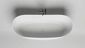 Ванна из искусственного камня Salini Noemi 185x80 см, отдельностоящая, белая, овальная, со сливом-пе