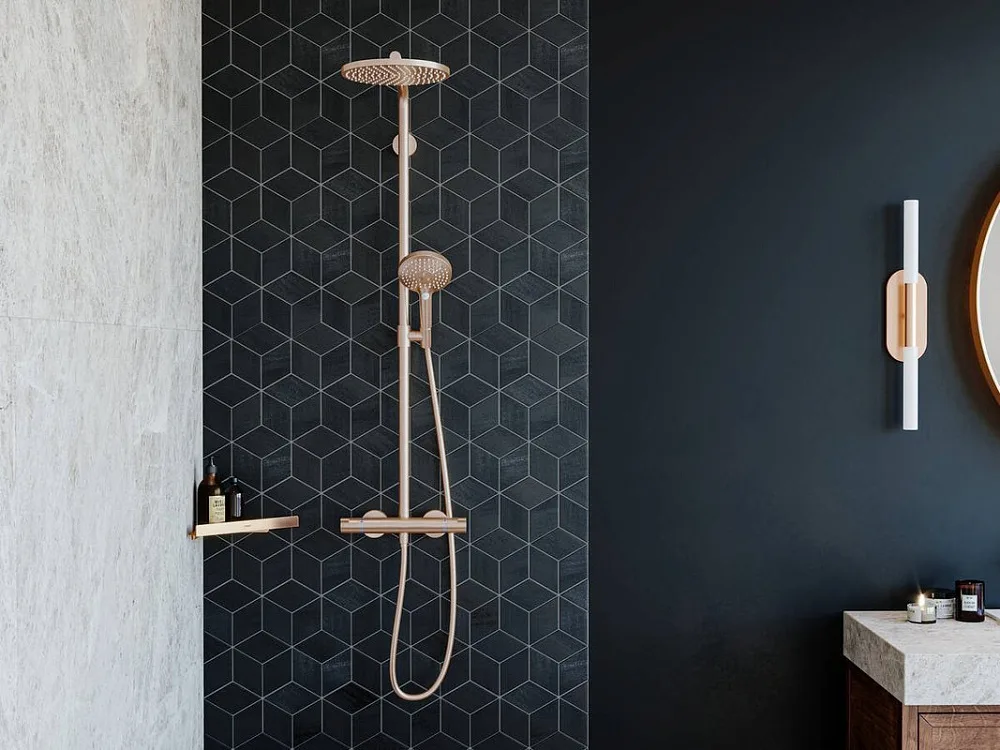 Полка Hansgrohe AddStoris 41741140 шлифованная бронза Sancos — официальный сайт