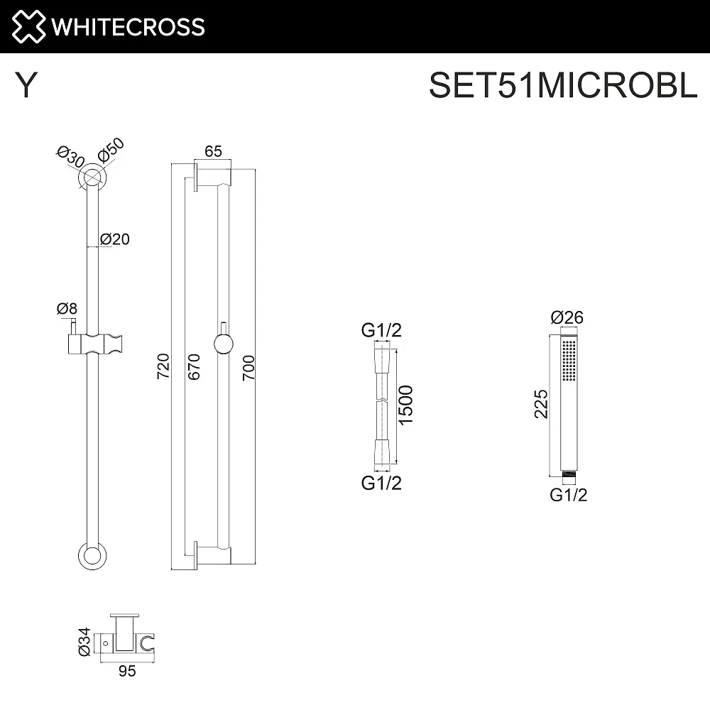 Душевой гарнитур WHITECROSS SET51MICROBL, черный матовый Sancos — официальный сайт