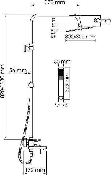 Душевая стойка Wasserkraft Aller A177.118.103.010.CH, хром