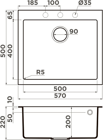 Мойка кухонная Omoikiri Bosen 57A-GR leningrad grey