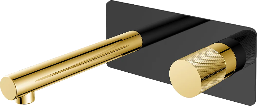 Смеситель для раковины Boheme Stick 125-BG.2 С ВНУТРЕННЕЙ ЧАСТЬЮ, black, touch gold Sancos — официальный сайт