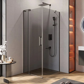 Душевой уголок Cezares Slider AH 1 80-80/90 GRIGIO GM профиль оружейная сталь, стекло серое