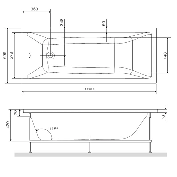 Каркас для ванны AM.PM Gem 180x70