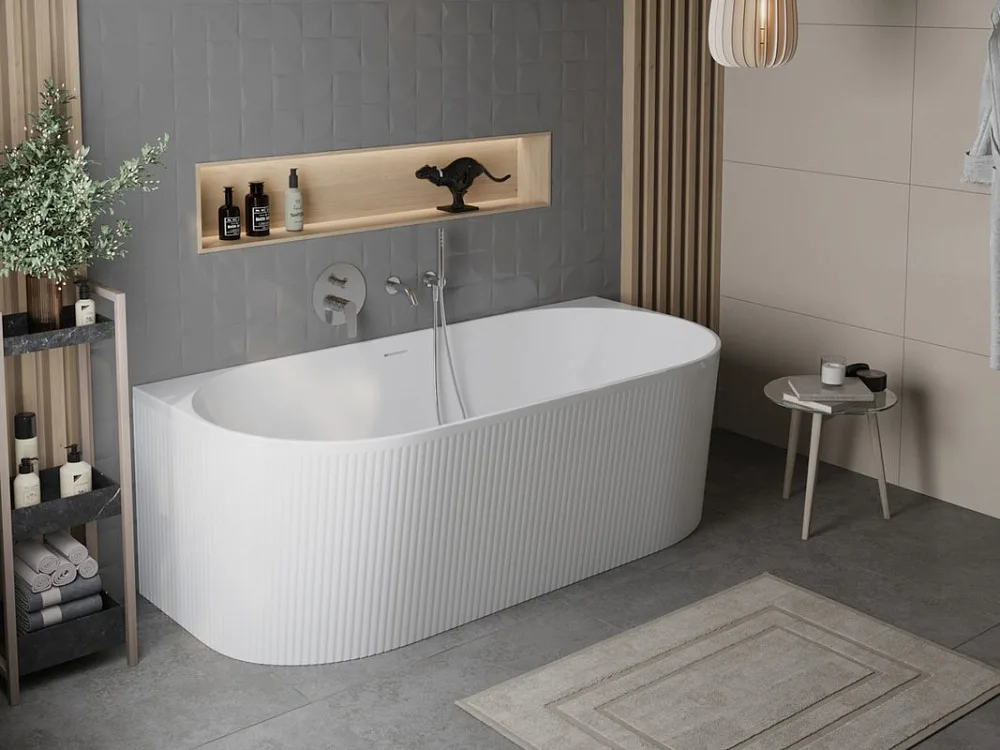 Акриловая ванна BelBagno BB412 170x80 см, пристенная, белая матовая, овальная, со сливом-переливом,  Sancos — официальный сайт