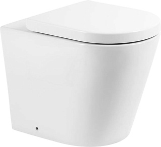 Унитаз приставной напольный BelBagno Flay-r BB1003CBR сиденье BB865SC с микролифтом, безободковый, г