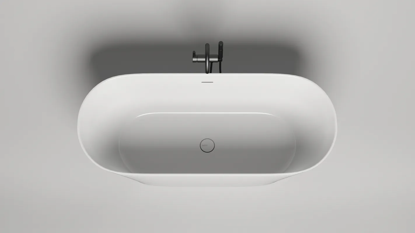 Ванна из искусственного камня Salini Mona S-Sense 170x70 см, отдельностоящая, белая, овальная, с дон Sancos — Оригинал