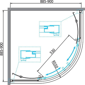 Душевой уголок BelBagno Due R-2-90-P-Cr