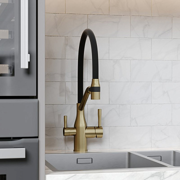 Смеситель для кухни Sancos Orta SC4008BG с гибким изливом, брашированное золото