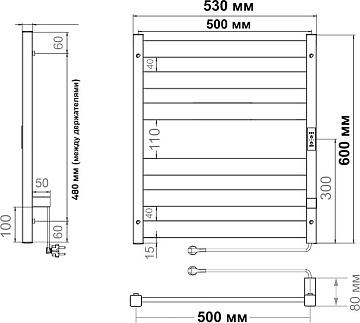 Полотенцесушитель электрический Indigo Oktava Slim 5 LСLOKS5E60-50ABERt бежевый