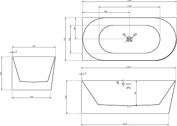 Акриловая ванна Abber 170x80 см, левая, AB9258-1.7 L