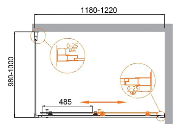 Душевой уголок Cezares Molveno AH 11 120+100 C Cr IV 120х100 см, профиль хром, стекло прозрачное