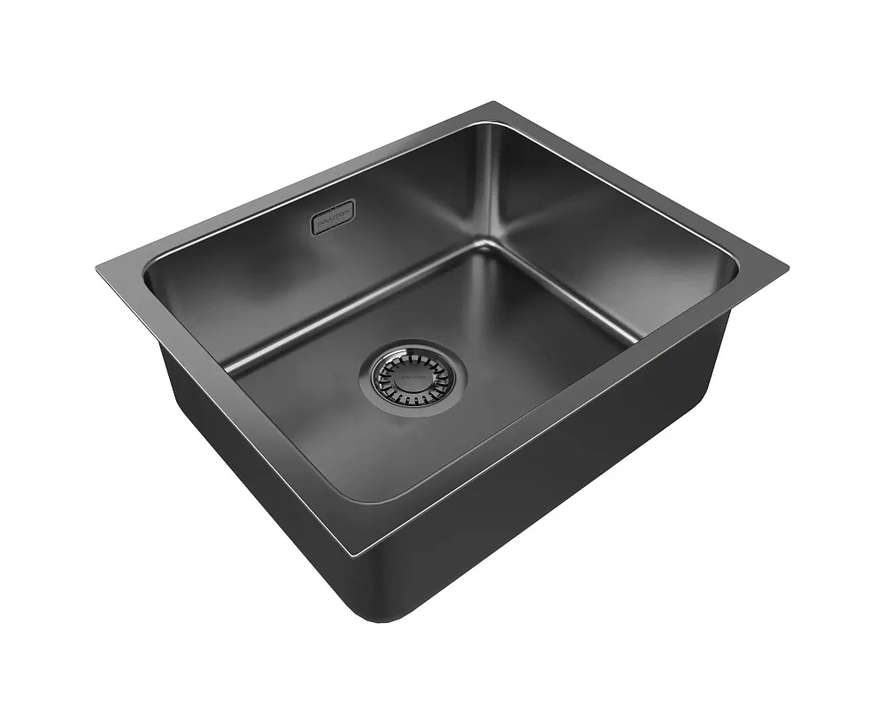 Мойка кухонная Paulmark Vista PM305444-GM, вороненая сталь Sancos — официальный сайт