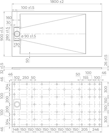 Поддон для душа RGW TUS W 180x90