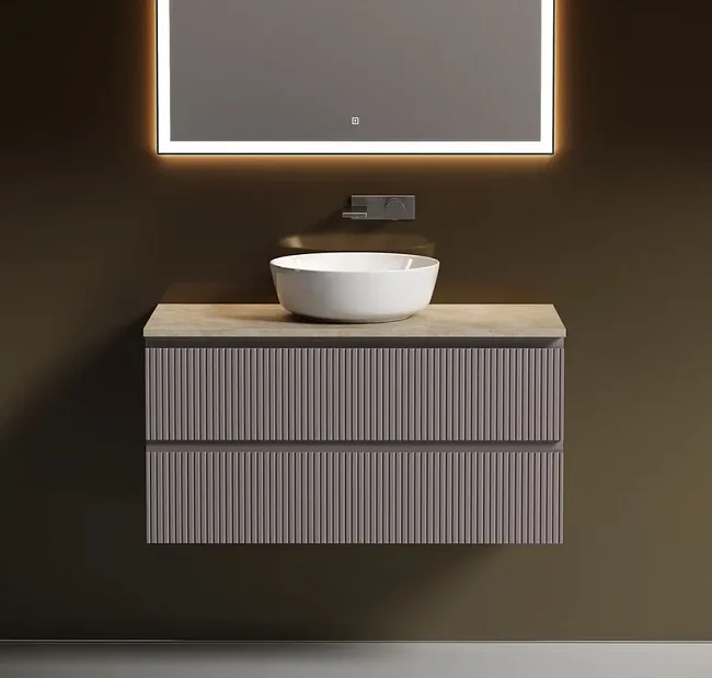 Тумба с раковиной Sancos Snob T 100 см, doha soft, столешница бежевая, раковина CN6013 Sancos — Оригинал